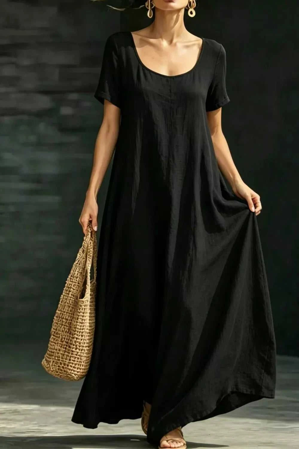 Full Size Casual Loose Short Sleeve Maxi Dress Plus Size 100100328741968 27 Gifts for Her Jerry's Apparel 