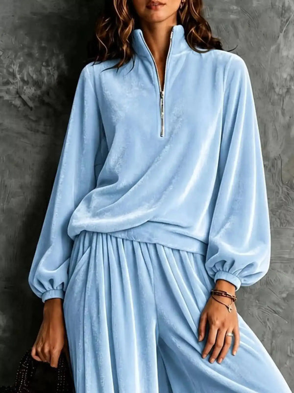 Quarter-Zip Sweatshirt and Wide-Leg Pants 101001764469874 74 Affordable Fashion Under $100 Jerry's Apparel 
