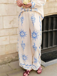 Printed Long Sleeve Shirt and Pants Set