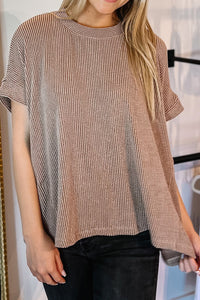 Textured Round Neck Short Sleeve T-Shirt