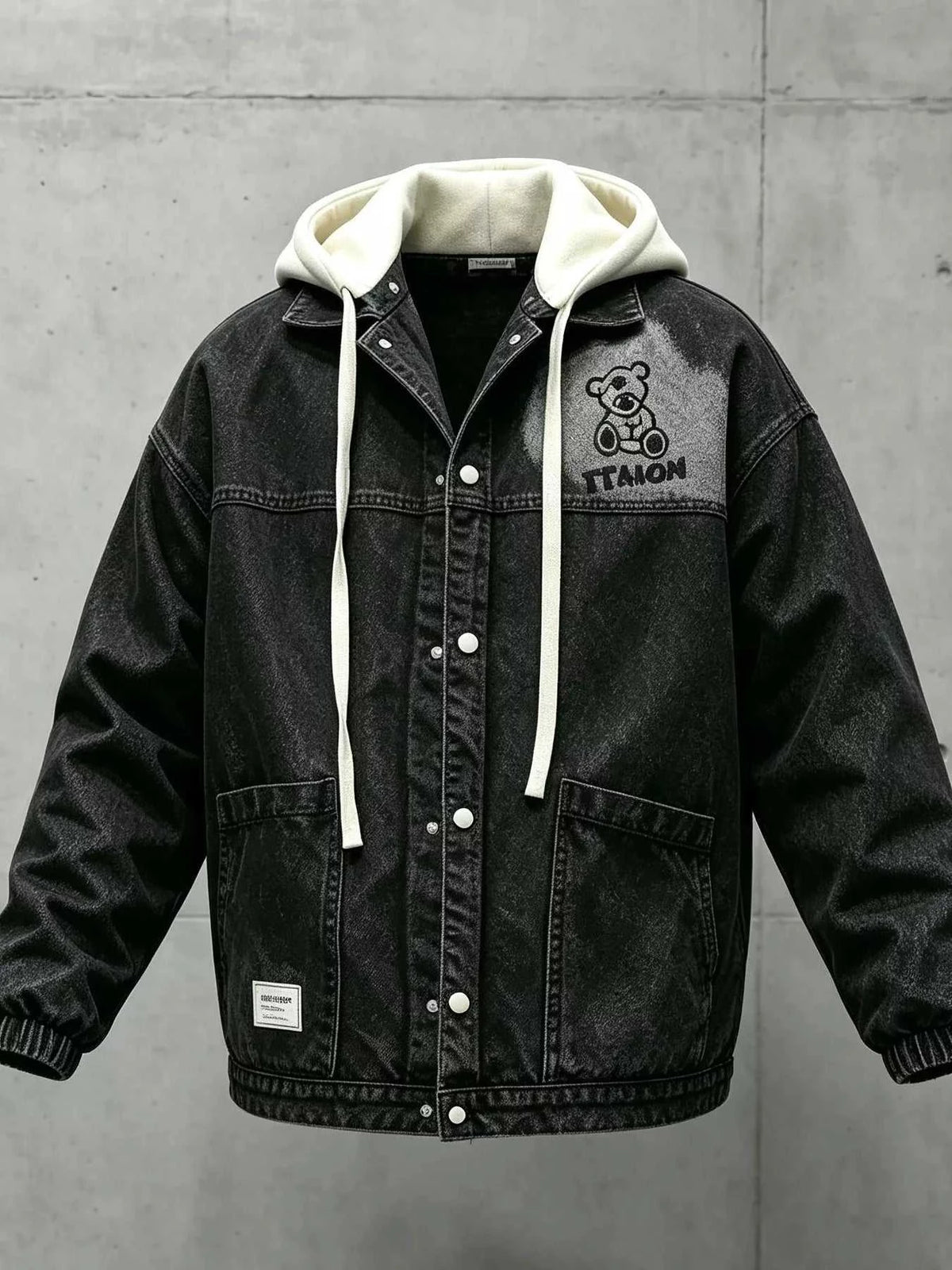 Men's Plus Size Streetwear Washed Snap Down Denim Jacket with Detachable Hood 104003065127742 91 Affordable Fashion Under $100 Jerry's Apparel 