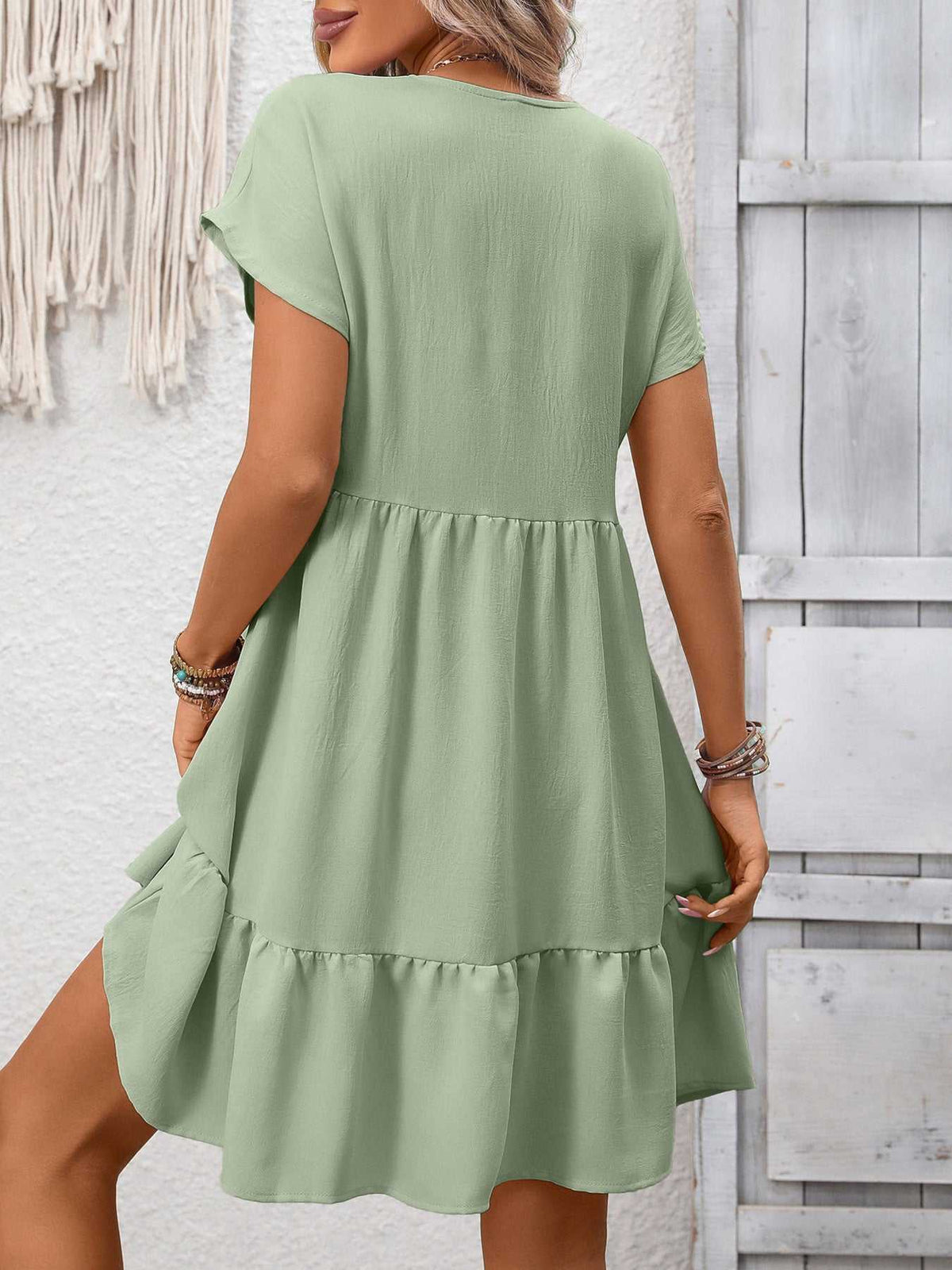 Casual V-Neck Ruffle Hem Mini Dress 100100053087860 30 Affordable Fashion Under $100 Jerry's Apparel 