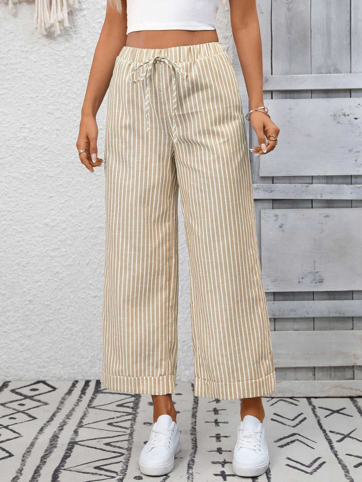 Striped Wide Leg Pants 100100886278692 32 Affordable Fashion Under $100 Jerry's Apparel 