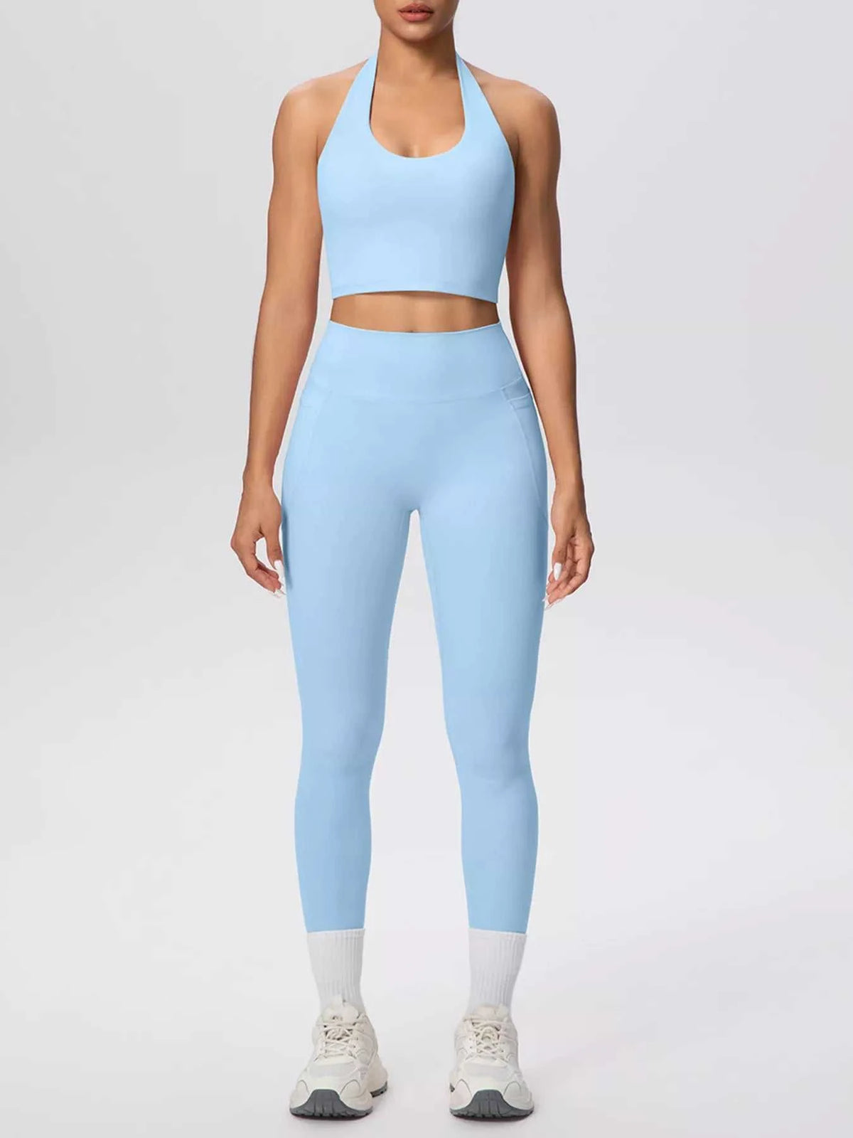 Halter Neck Crop Top and High-Waisted Leggings Active Set 101006684139191 85 Affordable Fashion Under $100 Jerry's Apparel 