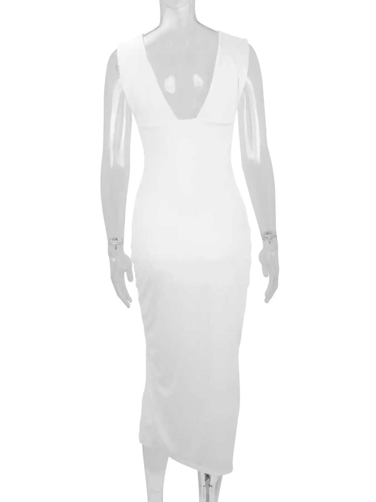 Sleeveless Deep V-Neck Ruched High Slit Bodycon Dress 101001854690361 33 Affordable Fashion Under $100 Jerry's Apparel 