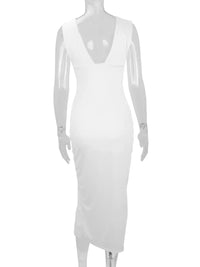 Sleeveless Deep V-Neck Ruched High Slit Bodycon Dress 101001854690361 33 Affordable Fashion Under $100 Jerry's Apparel 