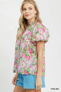 Umgee Floral Puff Sleeve Blouse 100100272031185 51 Affordable Fashion Under $100 Jerry's Apparel 
