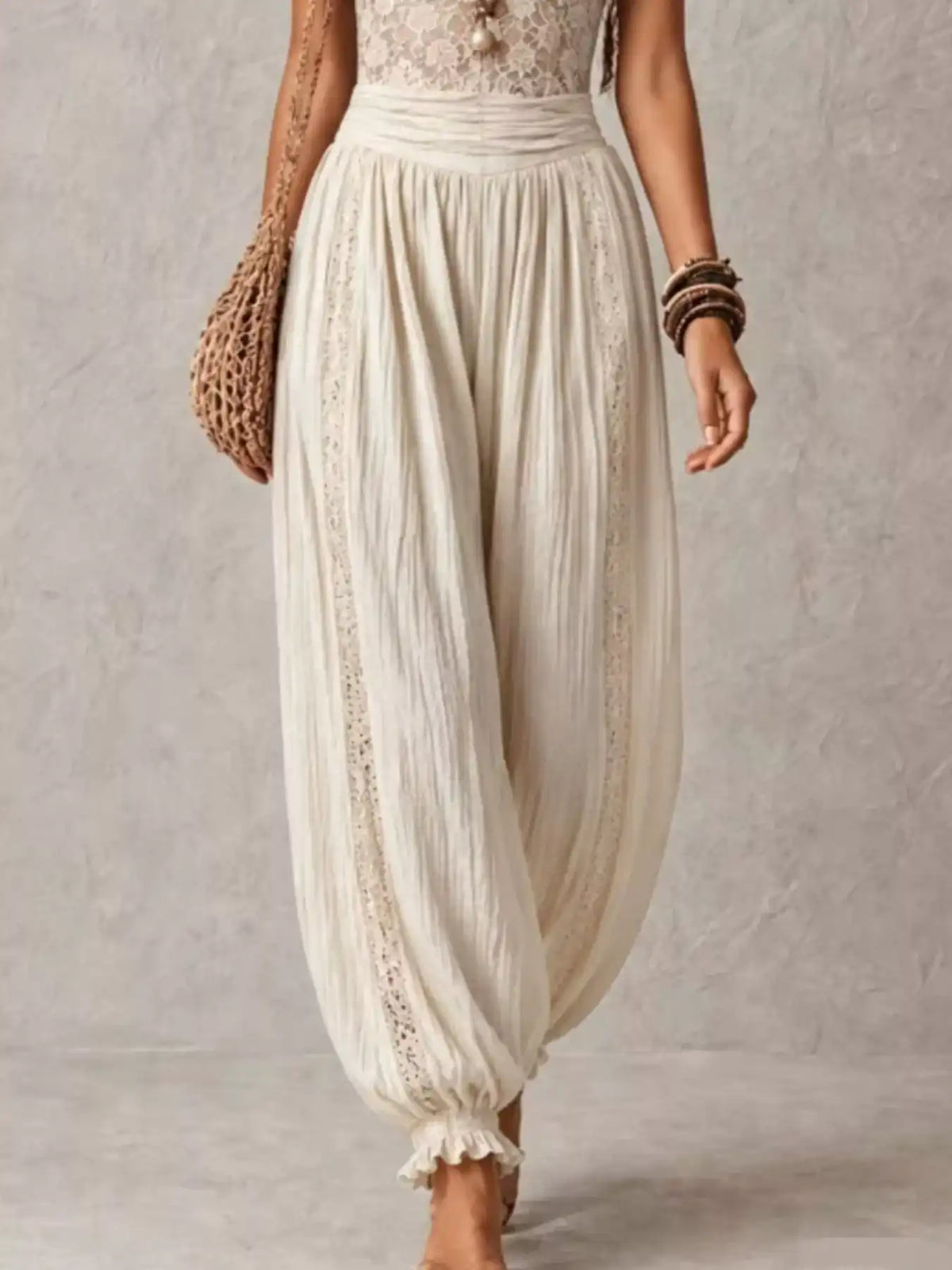 Boho Lace Corset Bodice Jumpsuit with Harem Pants 101001053483751 81 Affordable Fashion Under $100 Jerry's Apparel 