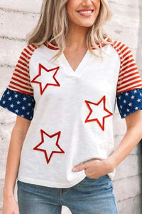 Star Detail Flag Inspired Short Sleeve Top 100100082311174 43 Affordable Fashion Under $100 Jerry's Apparel 