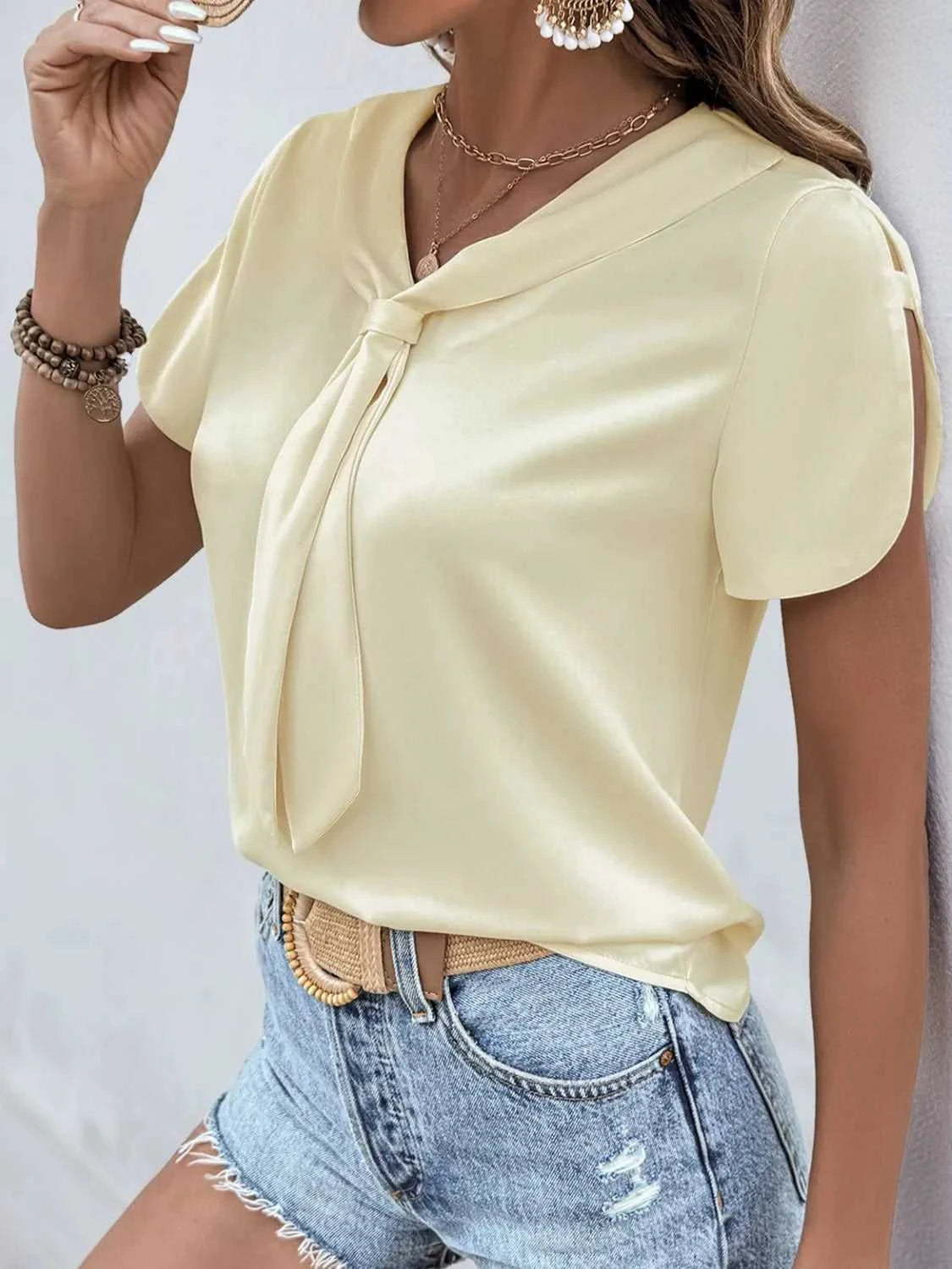 Satin Short Sleeve Blouse 100100575131991 20 Affordable Fashion Under $100 Jerry's Apparel 