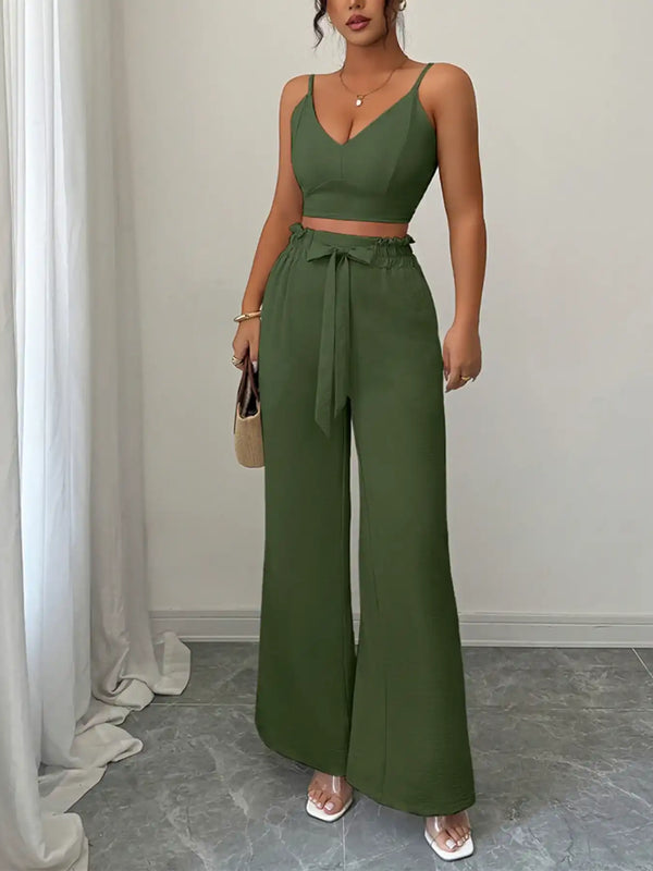 V-Neck Cami and Wide Leg Pants Set 100100127807386 60 Gifts for Her Jerry's Apparel 