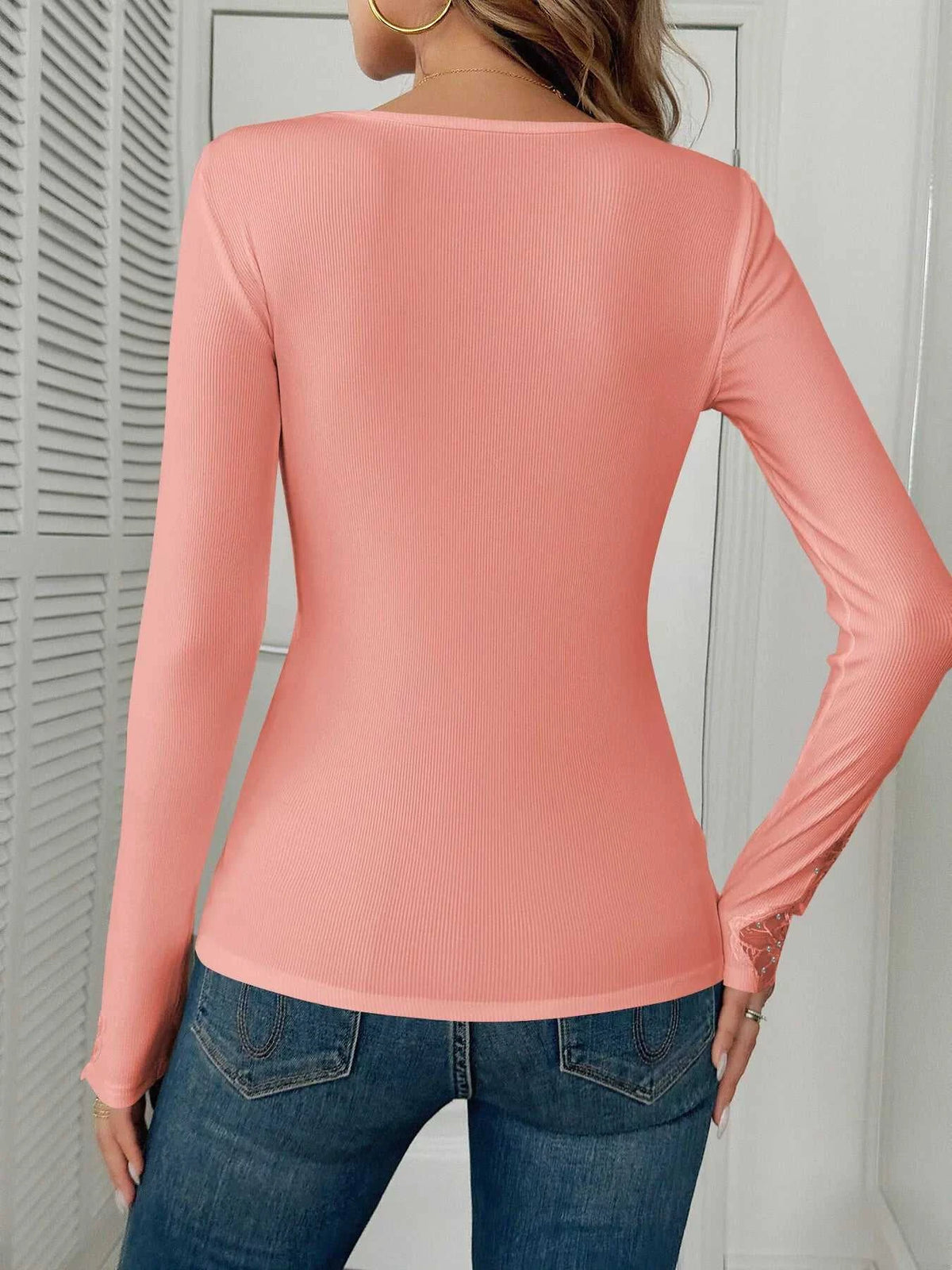 Elegant Lace Trim Long Sleeve Top 100100972289207 35 Affordable Fashion Under $100 Jerry's Apparel 
