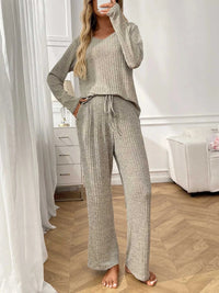 Ribbed Long Sleeve Top and Pants Lounge Set 100100460626810 43 Affordable Fashion Under $100 Jerry's Apparel 