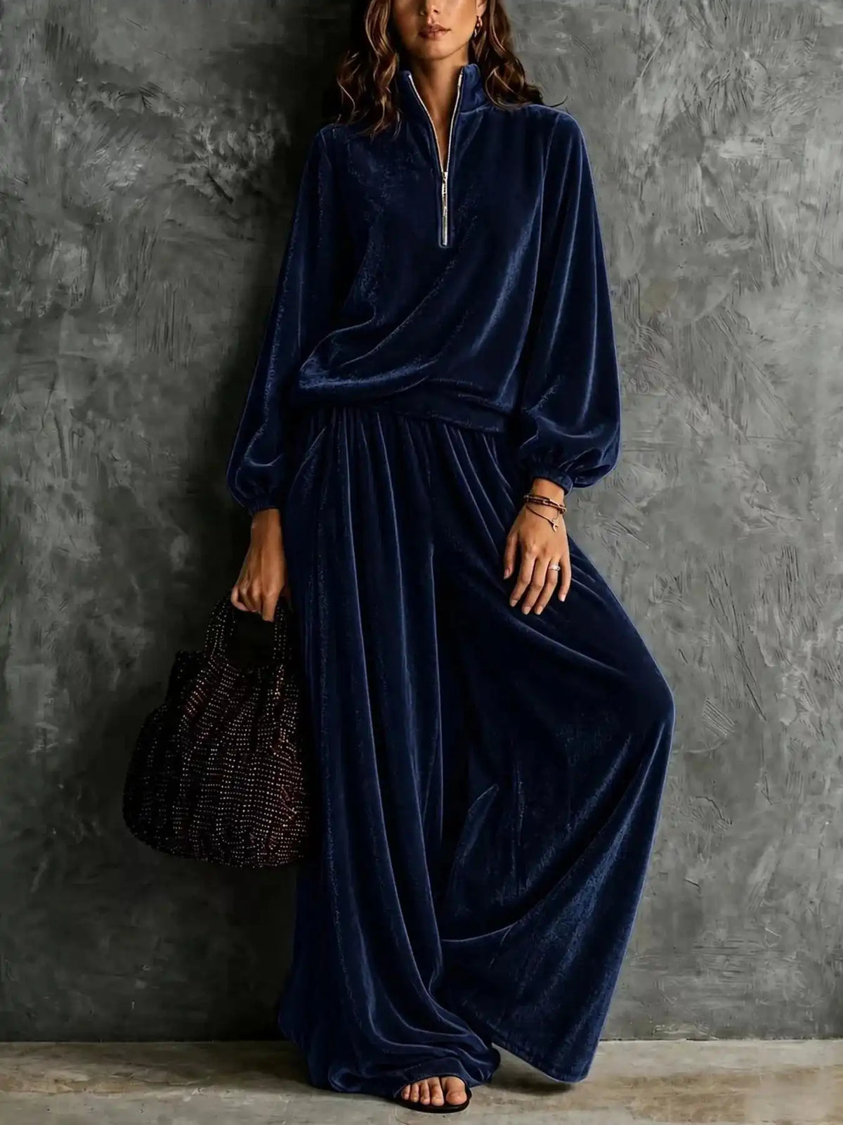 Quarter-Zip Sweatshirt and Wide-Leg Pants 101001764469874 74 Affordable Fashion Under $100 Jerry's Apparel 
