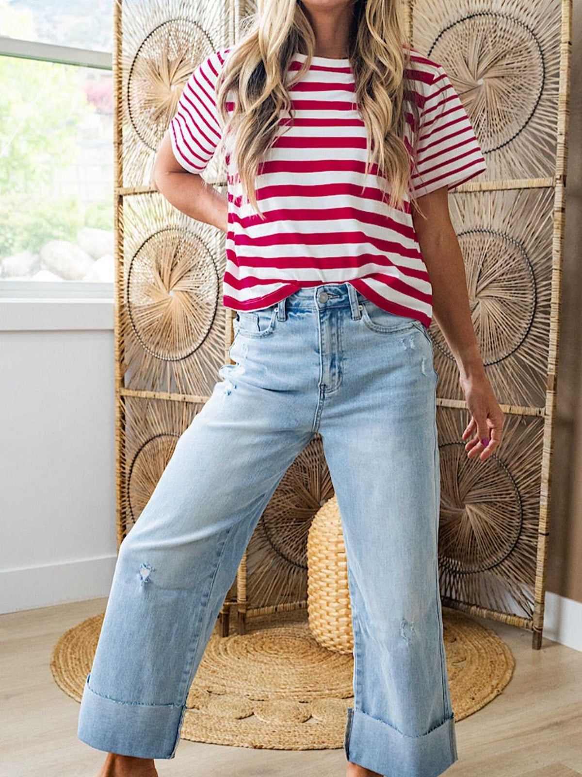 Stripe Patchwork Round Neck T Shirt 100100033040802 26 Affordable Fashion Under $100 Jerry's Apparel 