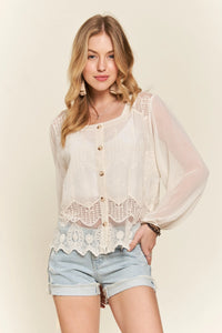 ADORA Button Down Embroidered Blouse