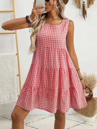 Plaid Round Neck Sleeveless Mini Dress 100100093541083 32 Affordable Fashion Under $100 Jerry's Apparel 
