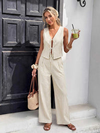 Striped Vest & Wide Leg Pants Set 100100639827685 46 Affordable Fashion Under $100 Jerry's Apparel 