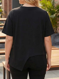 Plus Size Asymmetrical Button Decor Short Sleeve T-Shirt 100100218332684 34 Affordable Fashion Under $100 Jerry's Apparel 