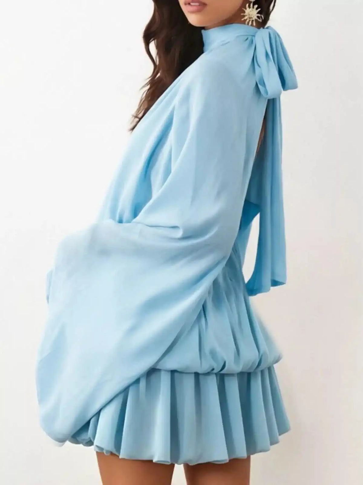 Tie Back Flare Sleeve Mini Dress 101001243212797 45 Affordable Fashion Under $100 Jerry's Apparel 