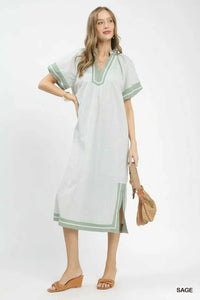 Umgee Pinstripe Contrast Trim Midi Dress 100100420301038 66 Affordable Fashion Under $100 Jerry's Apparel 