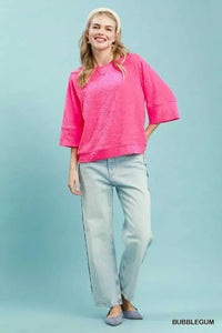 Round Neck Textured Floral Terry Blouse 100100786341546 47 Affordable Fashion Under $100 Jerry's Apparel 