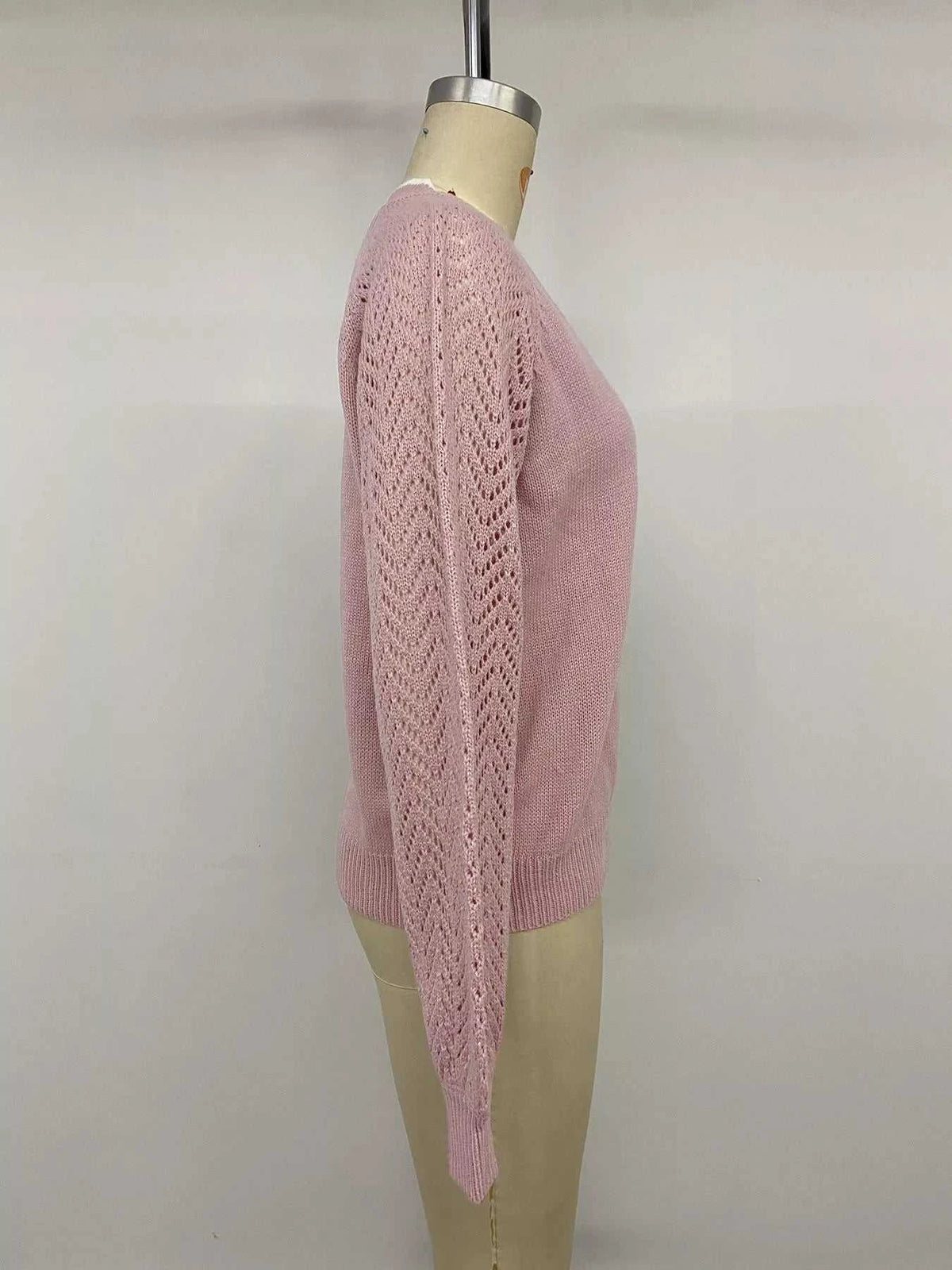 V-Neck Openwork Long Sleeve Sweater 100100123464940 41 Affordable Fashion Under $100 Jerry's Apparel 