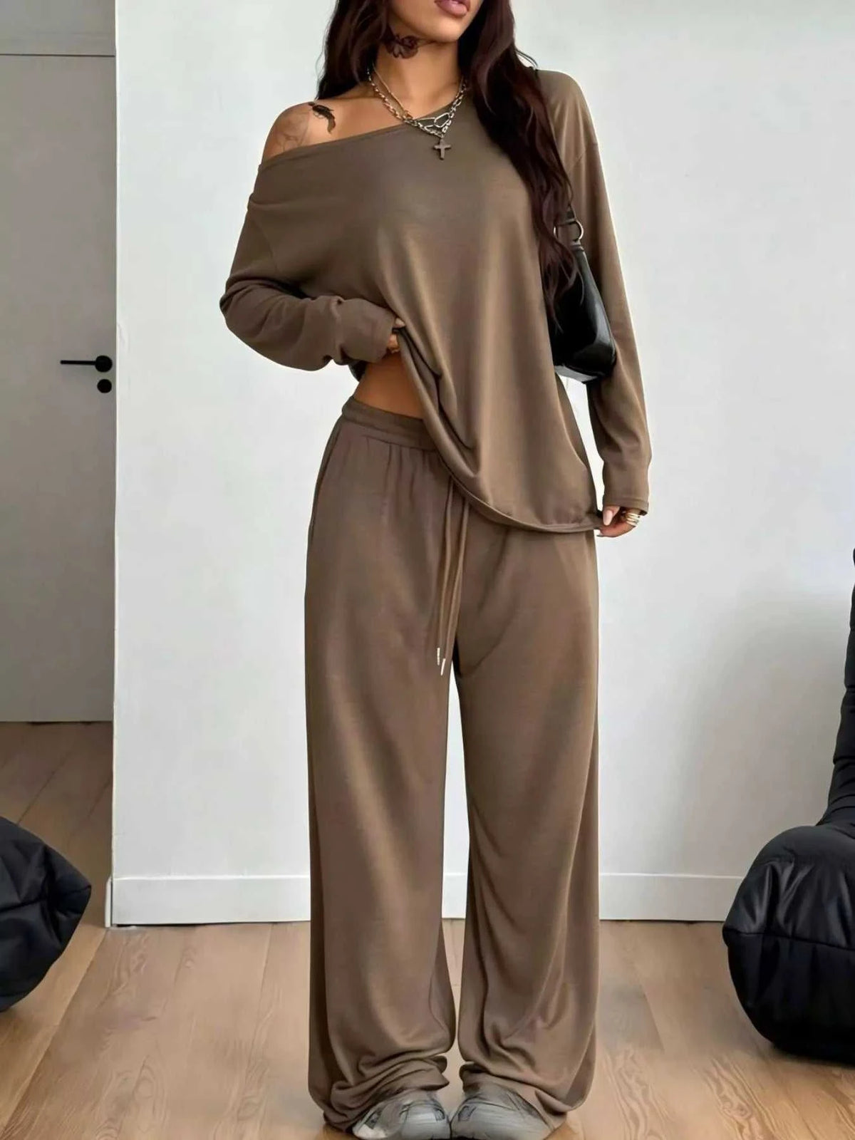 Full Size One-Shoulder Top and Drawstring Pants Set Plus Size 100100885816388 29 Affordable Fashion Under $100 Jerry's Apparel 
