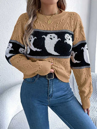 Halloween Ghost Pattern Textured Sweater 101002208811707 37 Affordable Fashion Under $100 Jerry's Apparel 
