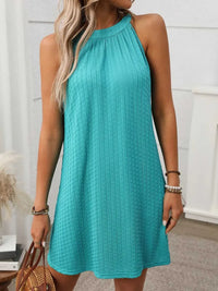 Textured Grecian Neck Mini Dress 100100516101866 24 Affordable Fashion Under $100 Jerry's Apparel 