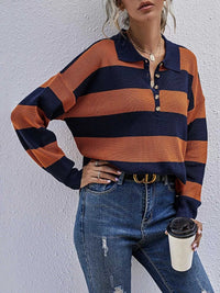 Striped Button Detail Dropped Shoulder Knit Top 100100126362479 34 Affordable Fashion Under $100 Jerry's Apparel 