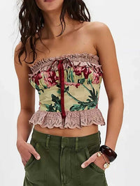 Floral Print Lace Trim Tube Top 100100364241616 35 Affordable Fashion Under $100 Jerry's Apparel 