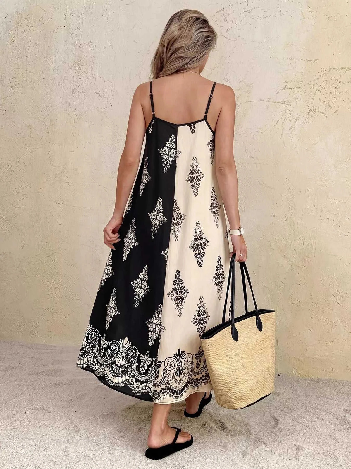 Color Block Floral Print Cami Dress 100100066494060 32 Women's Midi Dress Affordable Boutique Dresses Under $50 Jerry's Apparel 