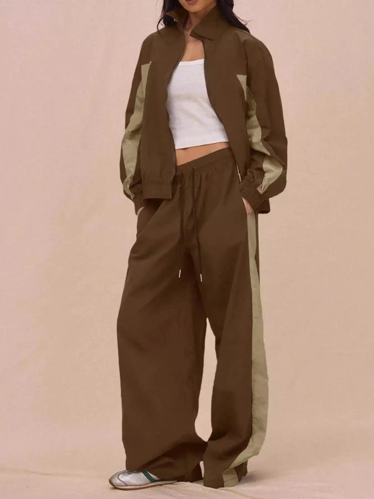 Color-Block Tracksuit and Wide-Leg Pants Set 100100146894386 85 Affordable Fashion Under $100 Jerry's Apparel 