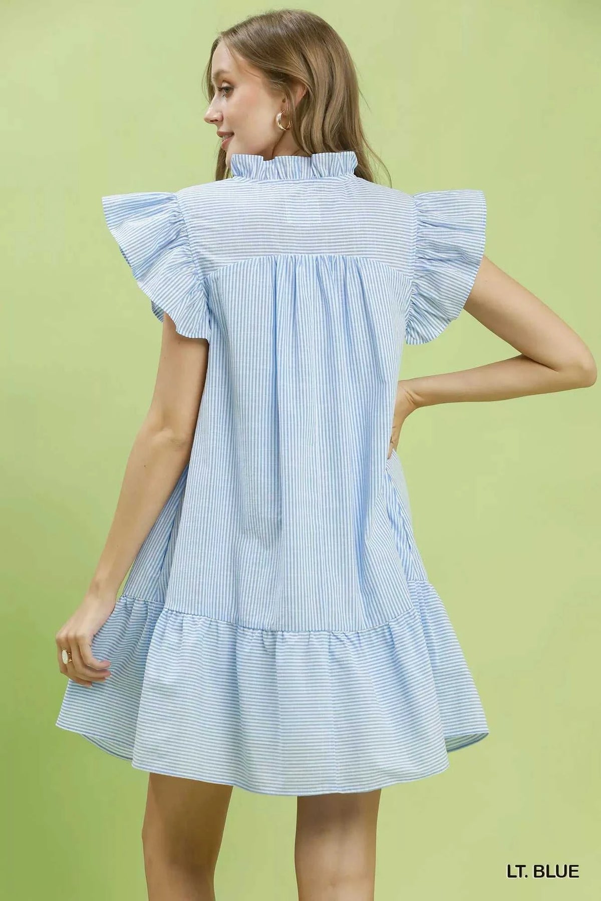 Umgee Stripe Smocked Yoke Ruffle Dress 100100716621221 62 Affordable Fashion Under $100 Jerry's Apparel 