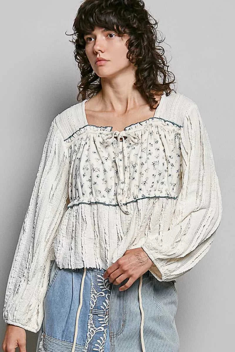 POL Square Neck Lace Long Balloon Sleeve Top 100100907751802 66 Affordable Fashion Under $100 Jerry's Apparel 