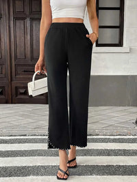 Pearl-Embellished Cropped Wide-Leg Pants 100100730581749 34 Affordable Fashion Under $100 Jerry's Apparel 