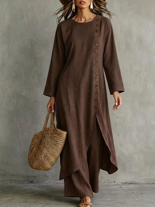 Full Size Side-Buttoned Longline Top and Pants Set Plus Size 101001327097524 51 Affordable Fashion Under $100 Jerry's Apparel 