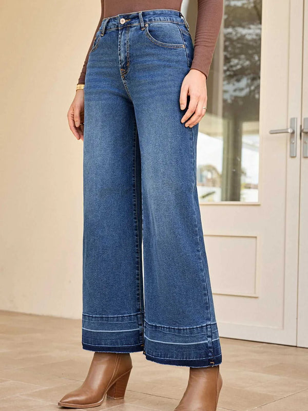 High Waist Wide Leg Washed Jeans 100100441594438 58 Seasonal Fashion Collections Jerry's Apparel 