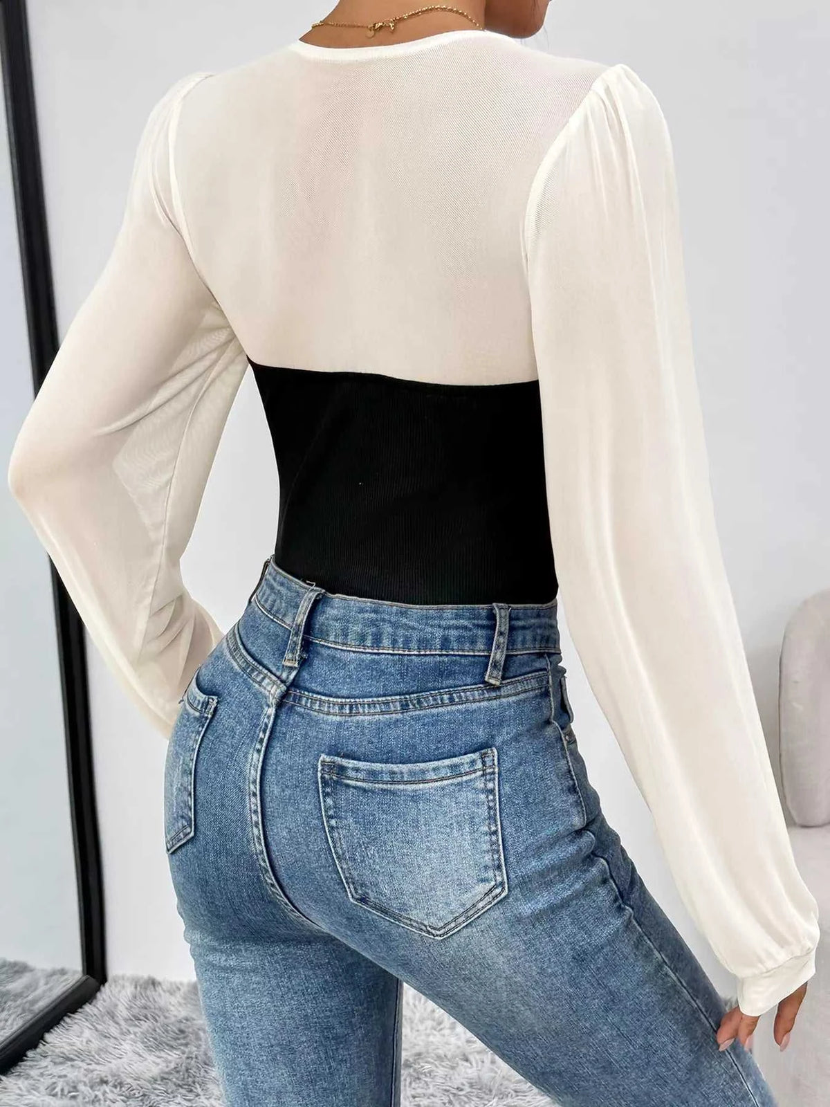 Two-Tone Long Sleeve Bodysuit 100100186352958 36 Affordable Fashion Under $100 Jerry's Apparel 