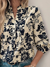 Perfee Printed Notched Long Sleeve Shirt 100100813001238 35 Affordable Fashion Under $100 Jerry's Apparel 
