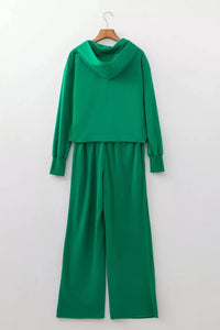 Solid Color Hooded Long Sleeve Elastic Waist Pocket Pants Set 101001390590335 86 Affordable Fashion Under $100 Jerry's Apparel 