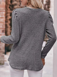 Ribbed Knit Puff Sleeve T-Shirt 100100962471478 28 Affordable Fashion Under $100 Jerry's Apparel 