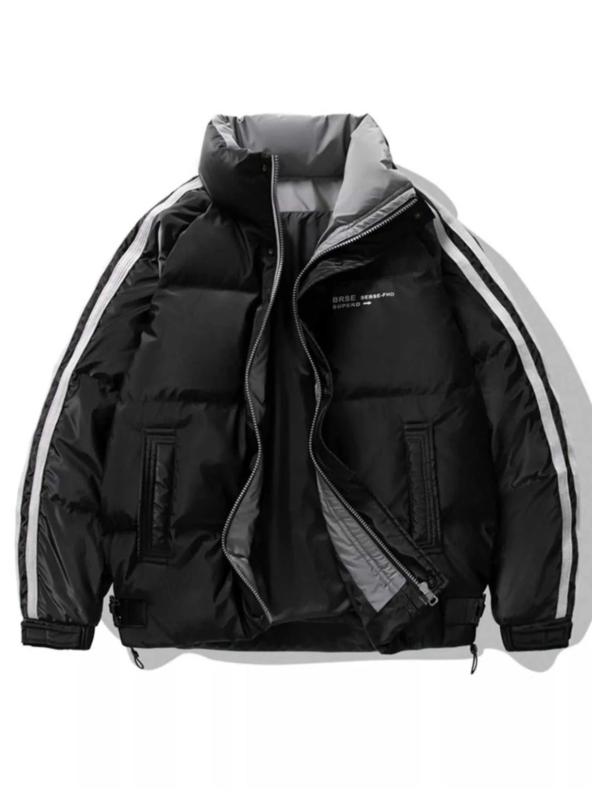 Men's Plus Size Striped Padded Puffer Jacket 100400744630119 210 Fashion Forward Plus Size Clothing Jerry's Apparel 