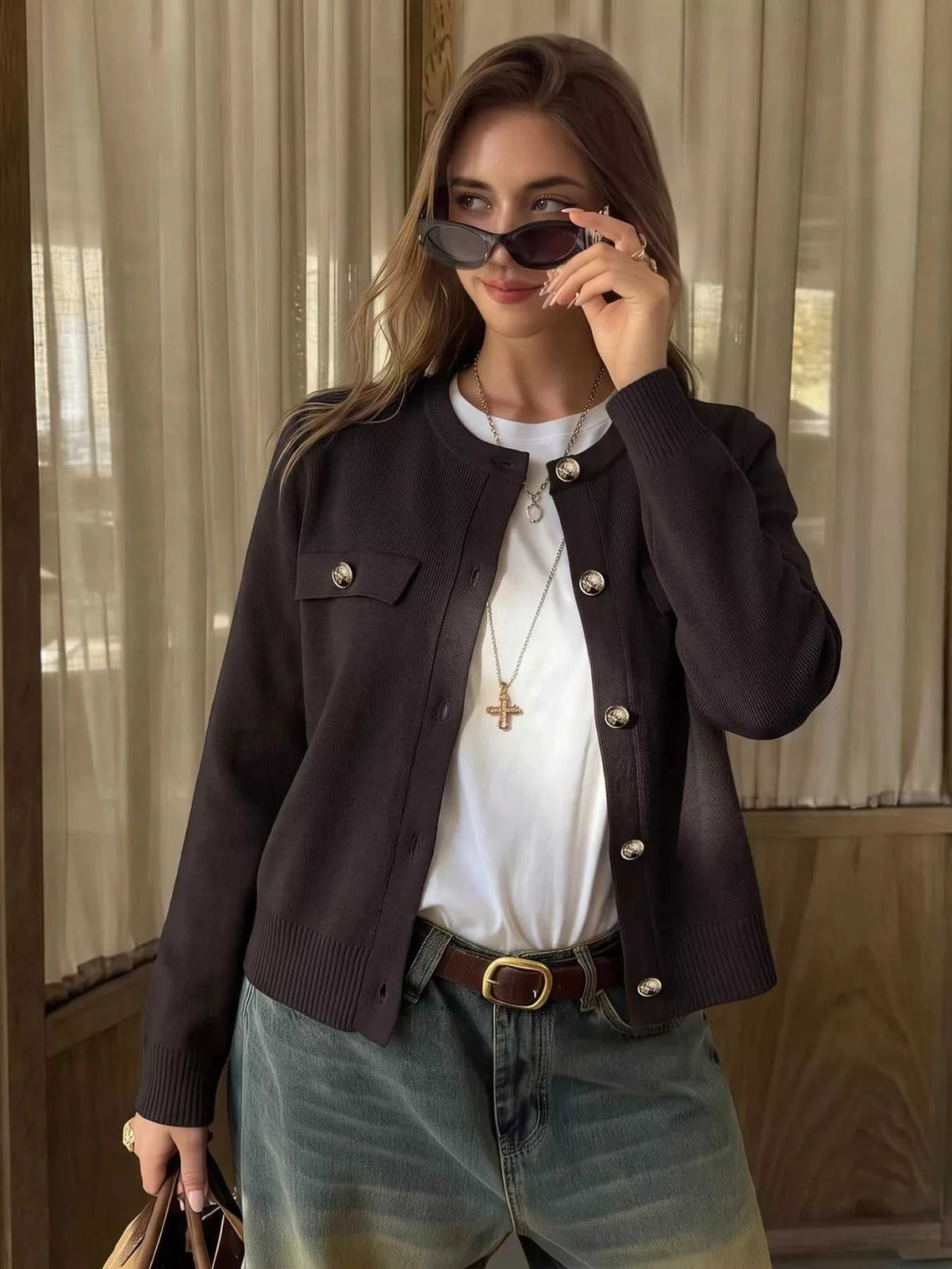 Button Down Long Sleeve Cardigan 101002733178083 56 Affordable Fashion Under $100 Jerry's Apparel 