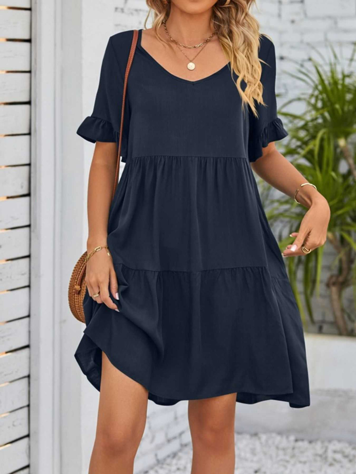 Ruffled Sleeve Tiered Mini Dress 100100840870791 28 Affordable Fashion Under $100 Jerry's Apparel 