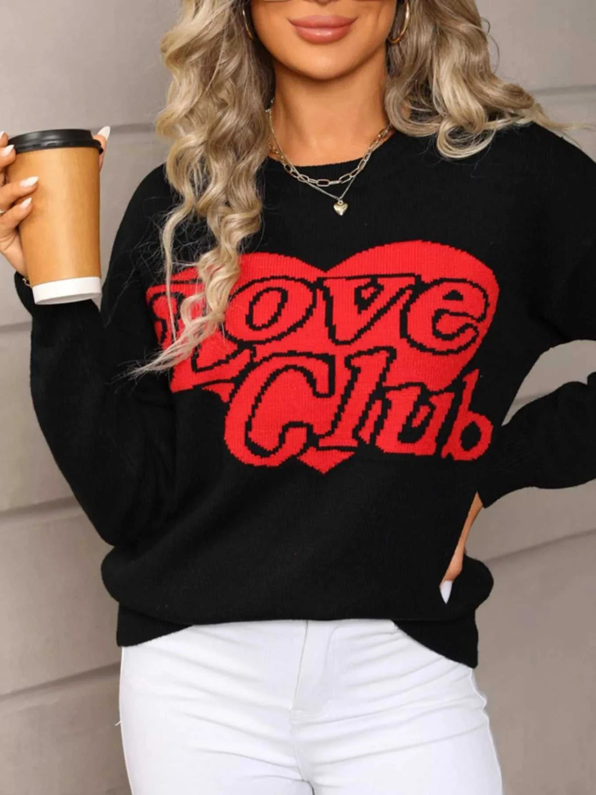 Valentine's Day Love Club Heart Graphic Sweater 100100473378432 48 Affordable Fashion Under $100 Jerry's Apparel 