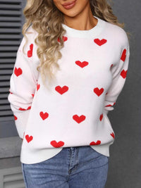 Valentine's Day Heart Pattern Dropped Shoulder Sweater 100100193932322 48 Affordable Fashion Under $100 Jerry's Apparel 