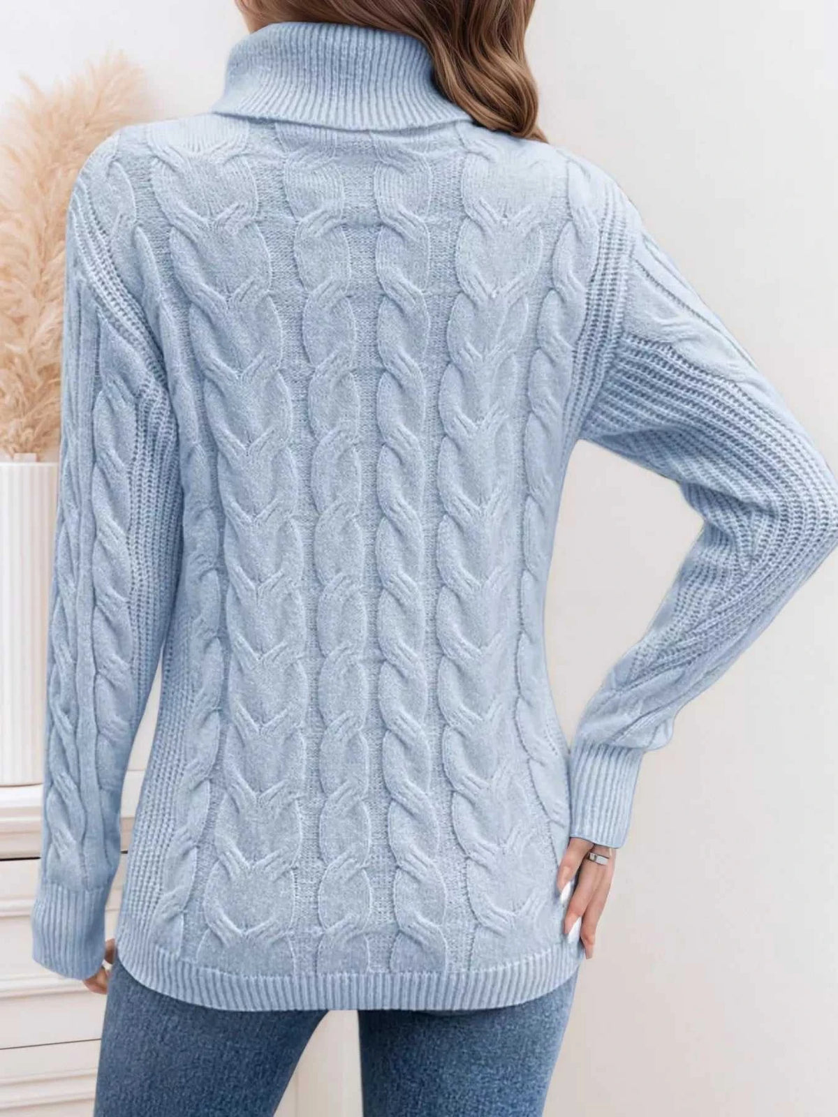 Cable Knit Turtleneck Long Sleeve Sweater 100100174532282 38 Affordable Fashion Under $100 Jerry's Apparel 