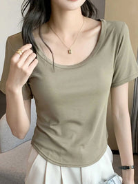 Plus Size Round Neck Short Sleeve T-Shirt 100100816232037 16 Affordable Fashion Under $100 Jerry's Apparel 